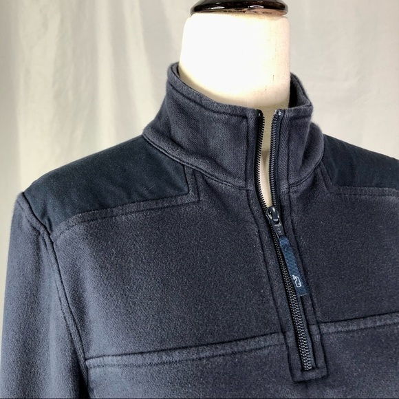 Vineyard Vines navy quarter zip sweatshirt pullover woven cotton shoulders XS - Picture 2 of 10